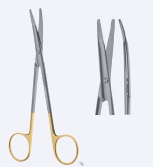 Ножиці, хірургічні, "Metzenbaum", "Power TC", дисекційні, вигнуті, тупокінцеві, загальна довжина 200 мм, 8"